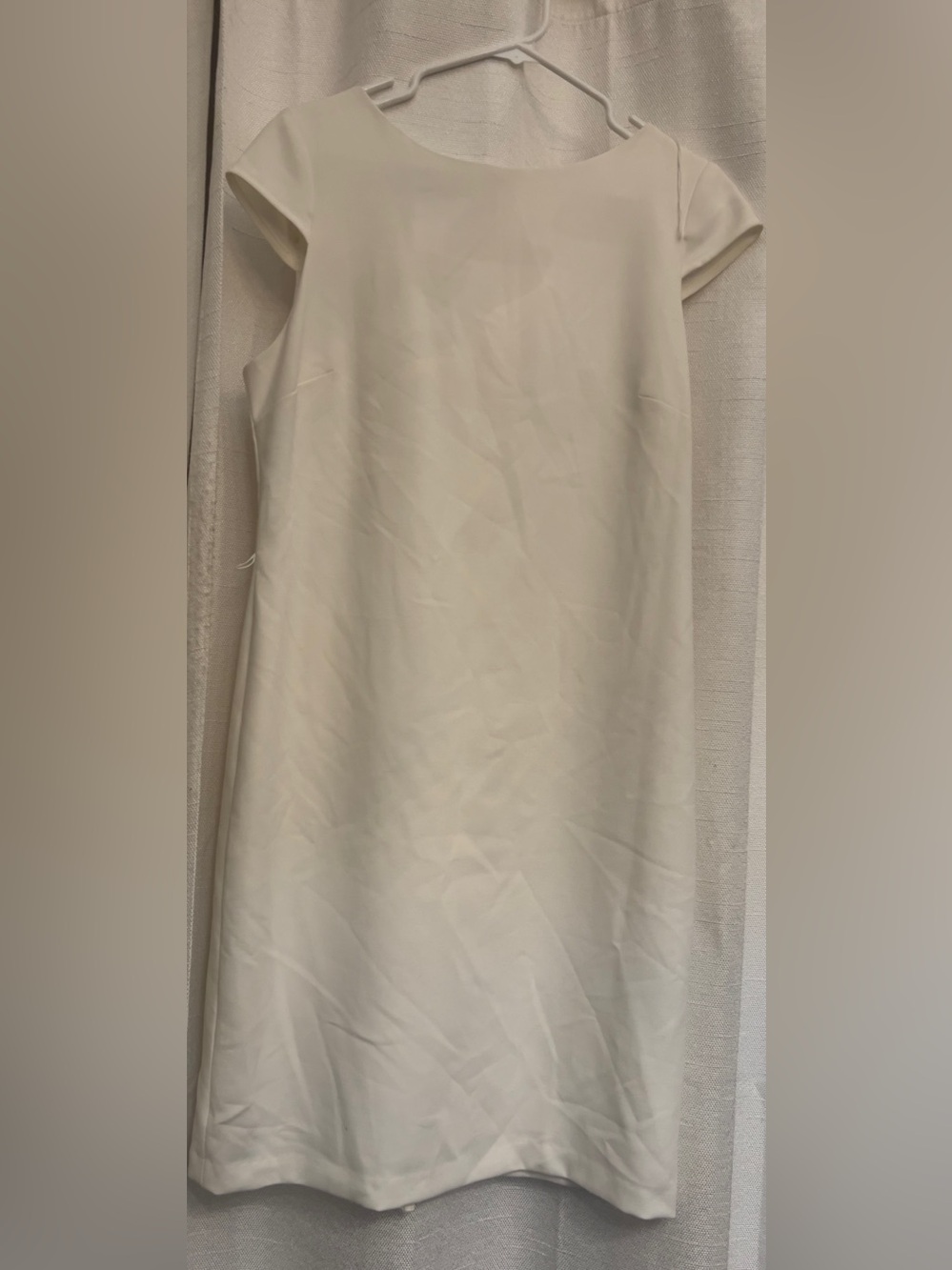 Kelly & Diane NWT White Boatneck Cap-Sleeve Kick Pleat Dress Size 10